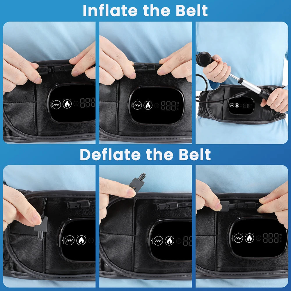 Cordless Inflatable Waist Belt with Heating Vibration Low Back Lumbar Support Belt Spinal Air Tration Belt Waist Support Brace