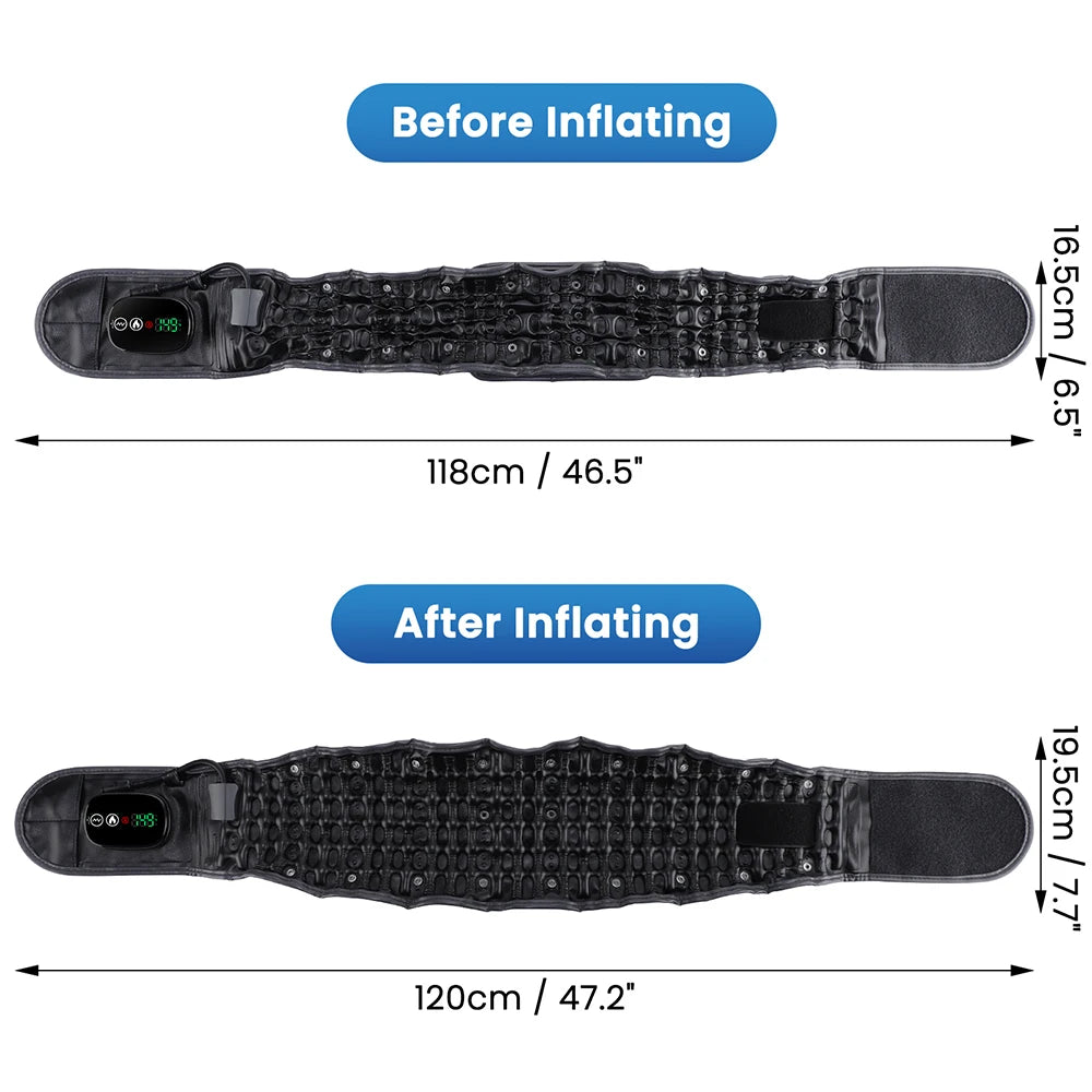 Cordless Inflatable Waist Belt with Heating Vibration Low Back Lumbar Support Belt Spinal Air Tration Belt Waist Support Brace