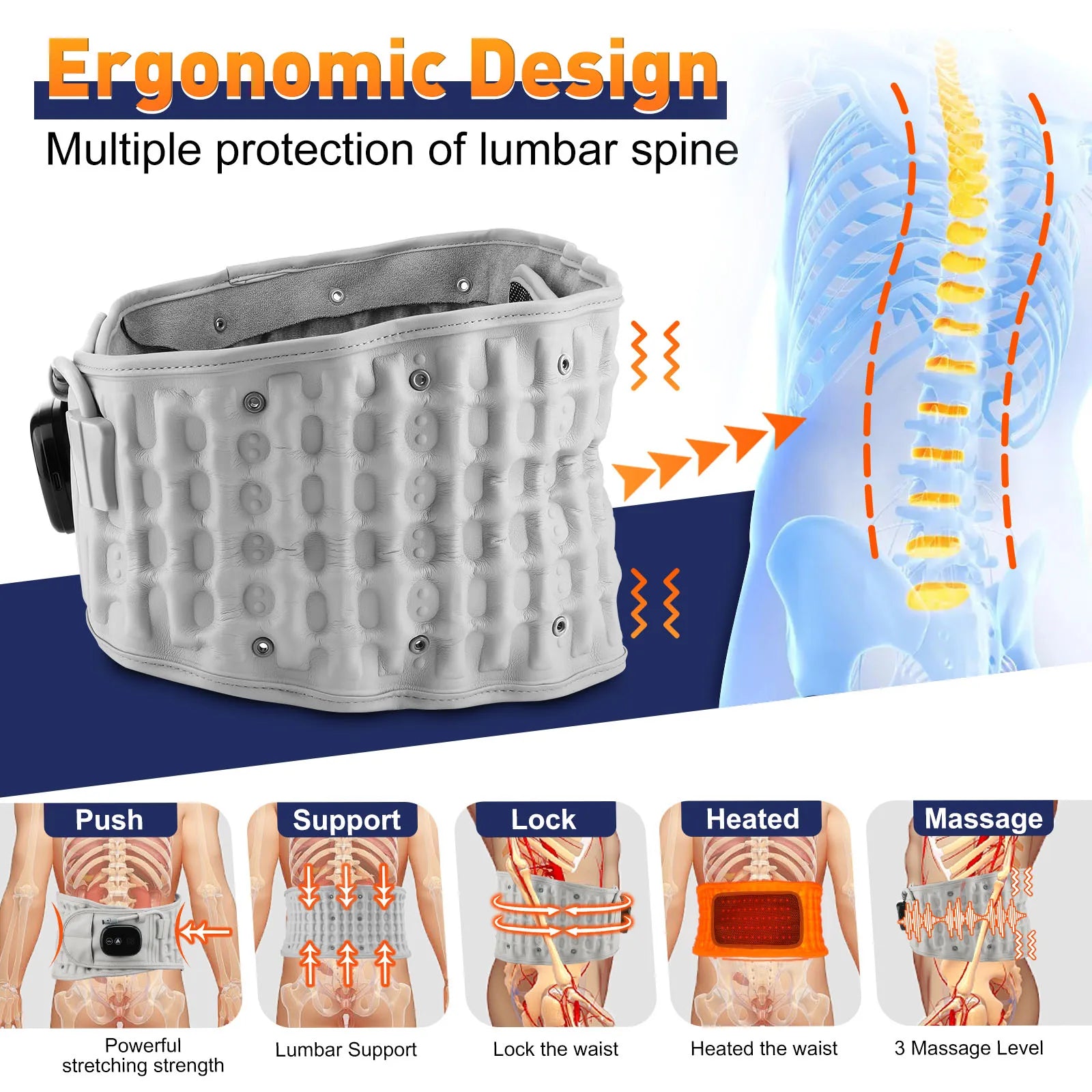 RevCore™ 4-in-1 Lumbar Decompression Belt (STEEL)