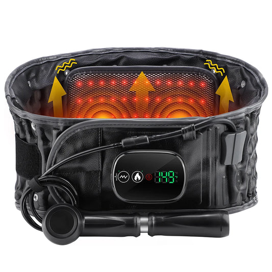 Cordless Inflatable Waist Belt with Heating Vibration Low Back Lumbar Support Belt Spinal Air Tration Belt Waist Support Brace