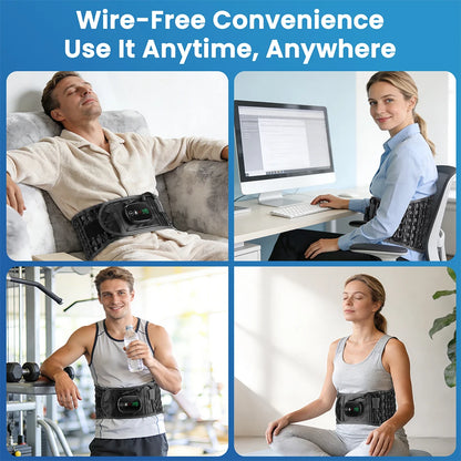 Cordless Inflatable Waist Belt with Heating Vibration Low Back Lumbar Support Belt Spinal Air Tration Belt Waist Support Brace
